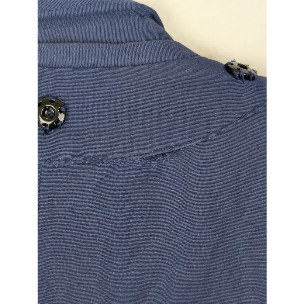 L'Agence Parka Jacket Metallic Utility Designer Luxury Pockets Blue Size M